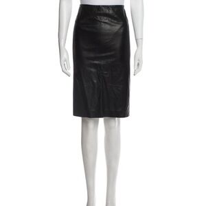 Oscar De La Renta Lambs Leather knee length skirt sz XL/14